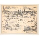 Oskar Kokoschka*, Hamburger Hafen, Lithographie, signiert, 1961