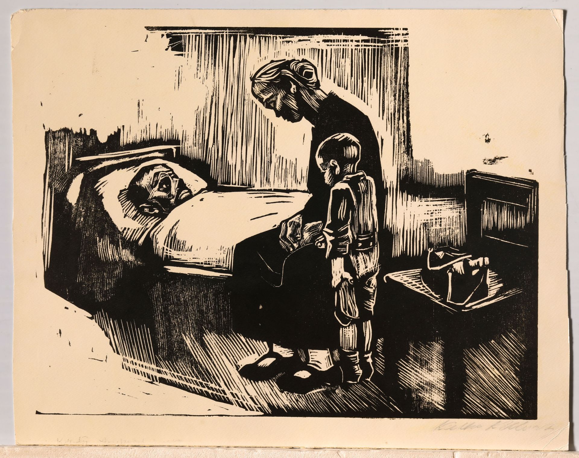 Käthe Kollwitz, Visit at hospital, 1929, woodcut - Image 2 of 7