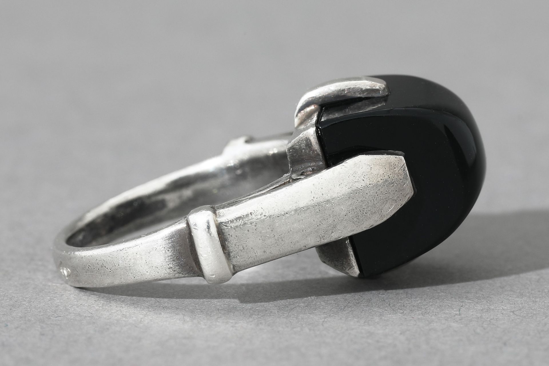 Jean Després, Art Déco Ring, silver, onyx - Image 4 of 6