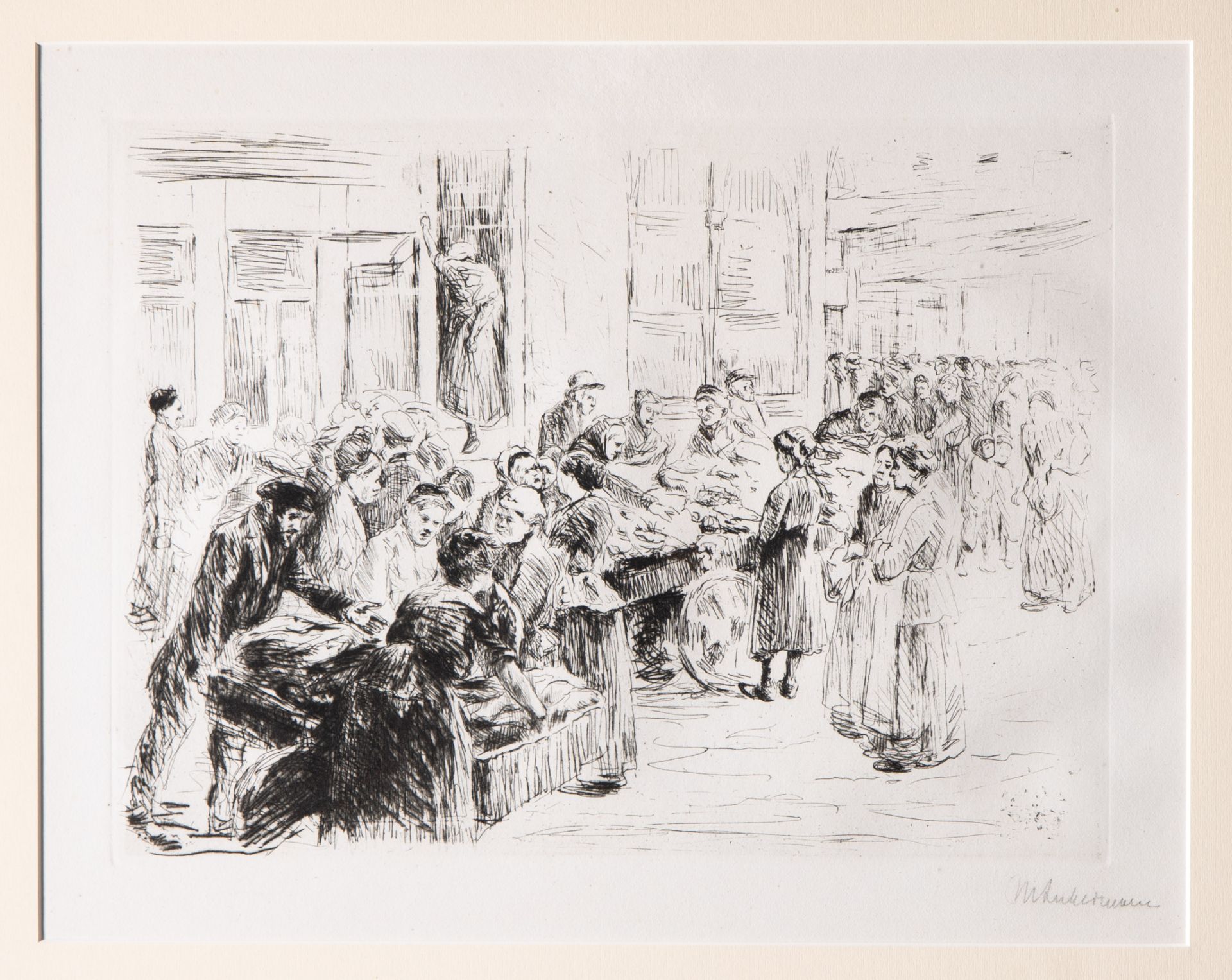 Max Liebermann, hand-signed drypoint etching on laid paper