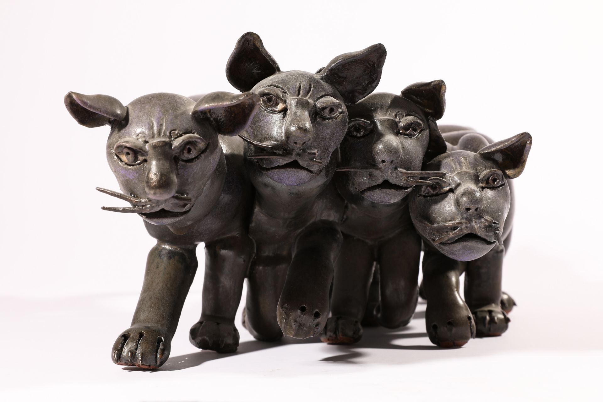 Beate Kuhn,4 cats mounted together - Image 2 of 7