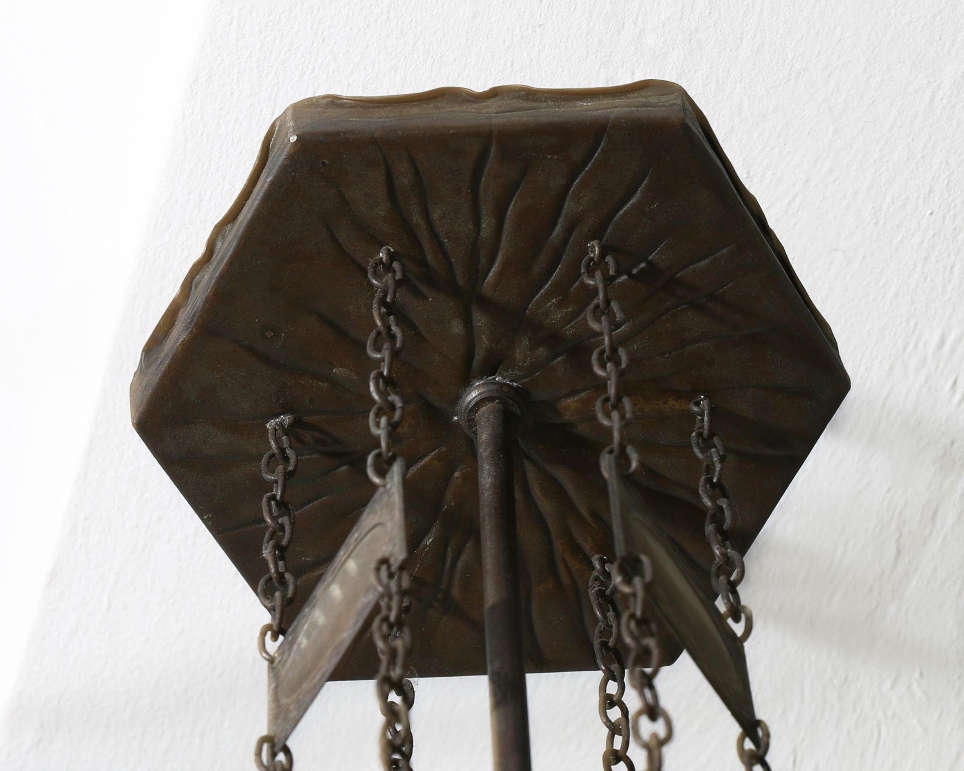 Art Nouveau hanging Lamp, metal, glass, probably Berlin around 1900 - Image 4 of 4