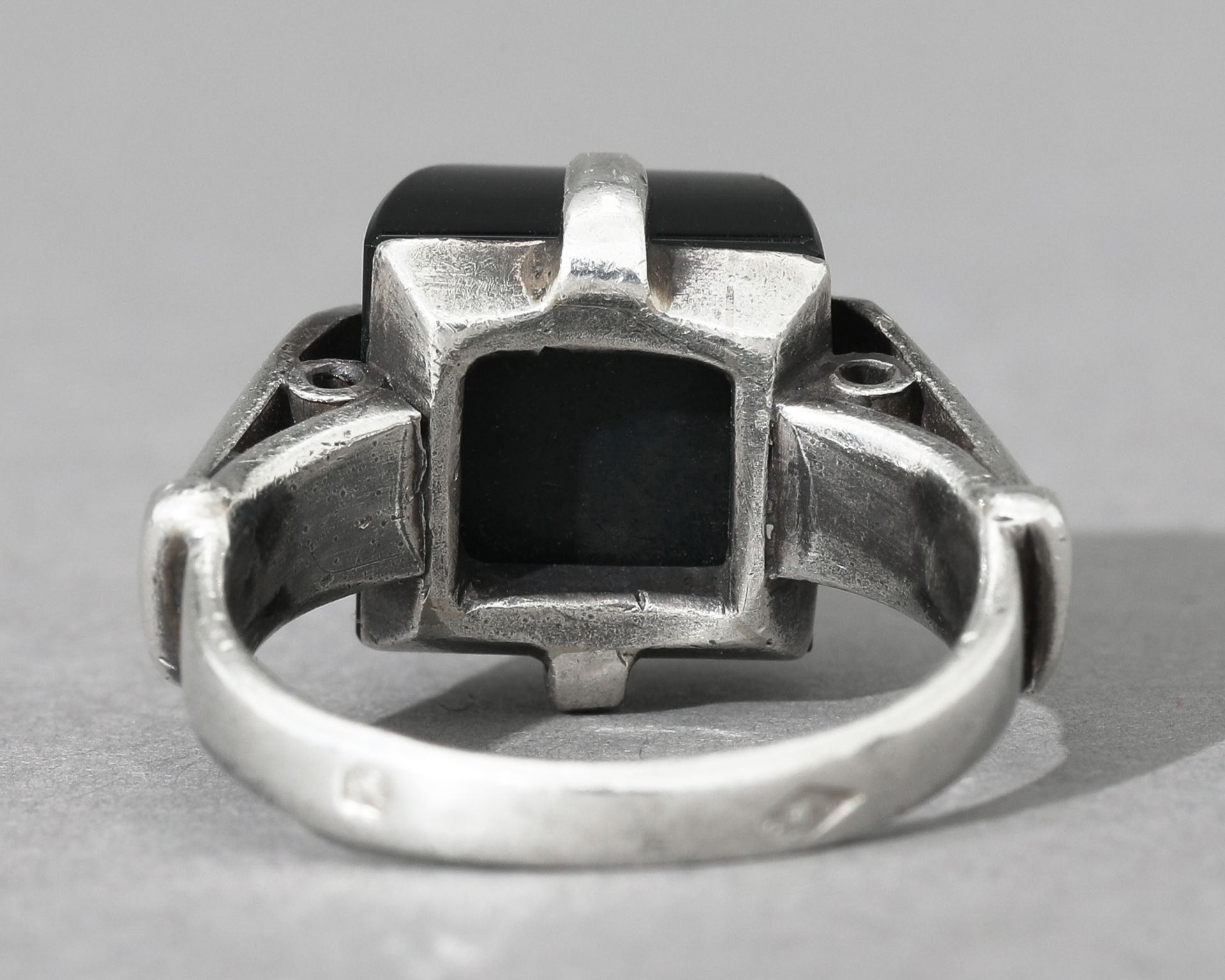 Jean Després, Art Déco Ring, silver, onyx - Image 5 of 6