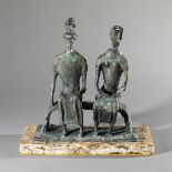 nach Henry Moore, King and Queen, Bronze, patiniert