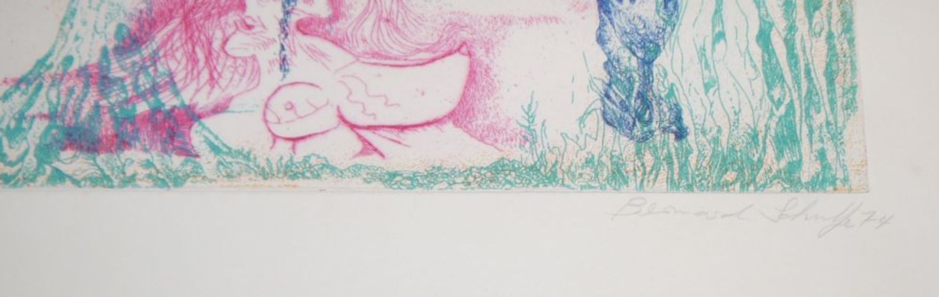 Gerhard Altenbourg & Bernard Schultze, 'Hommage à Picasso', Farbholzschnitt von 1973 und Farbradier - Bild 4 aus 4