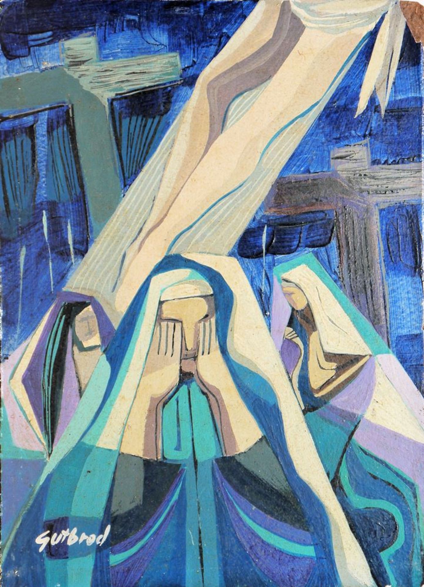 Walter Gutbrod, The Three Marys under the Cross, signed oil painting