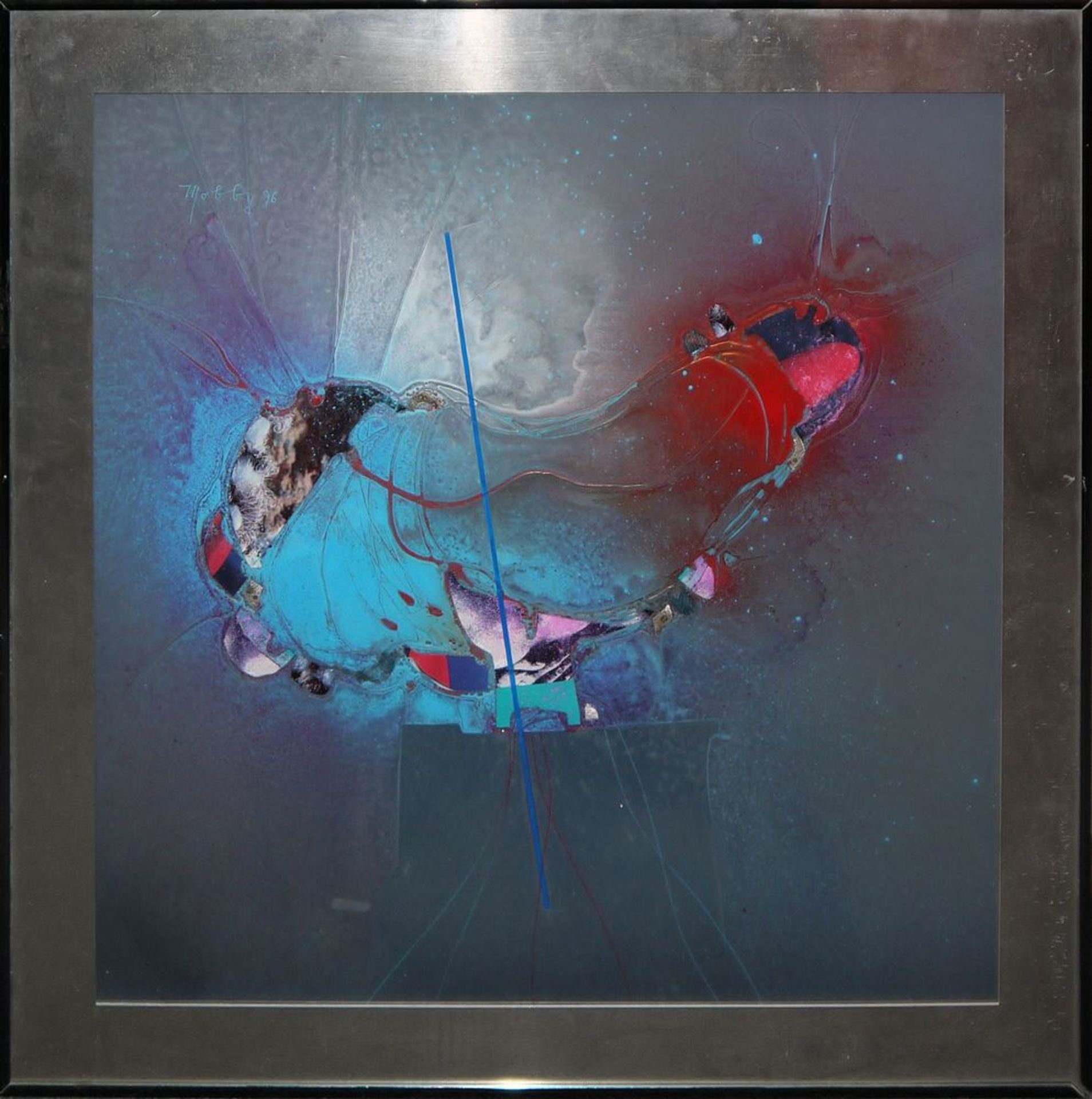 Mobby H. Ehrentreich, "Spontanolon K II" & "Figuration B", 2 mixed media behind acrylic glass from  - Image 3 of 4