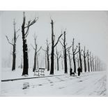 Robert Häusser, "Allee im Winter", SW-Fotografie von 1954, signiert