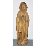 Heiligenfigur, wohl Apostel Johannes, Holzskulptur, 17./18. Jh.