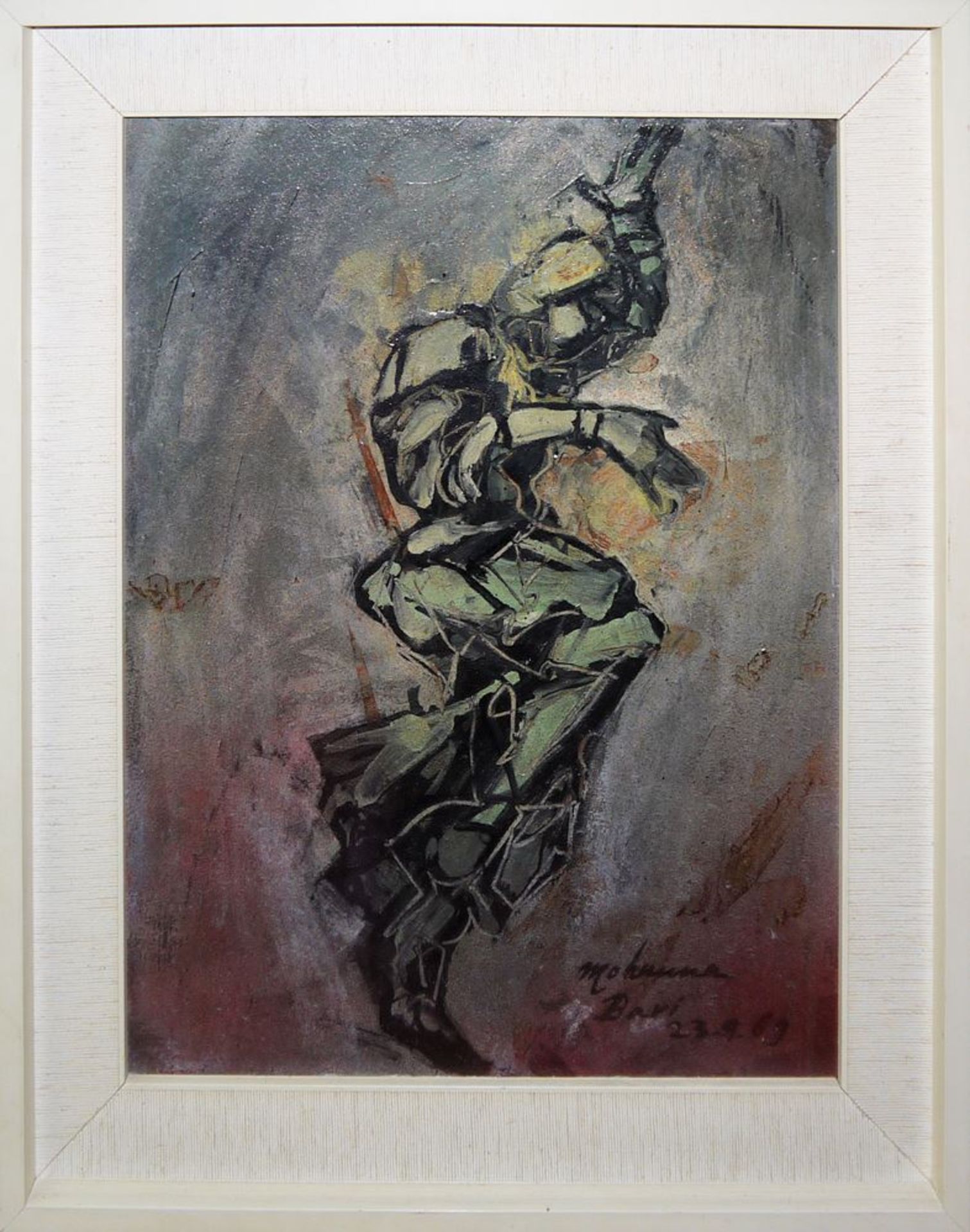 Mohanna Durra, Dancer and Bedouin Head, two paintings, 2nd half of 20th century - Image 3 of 4
