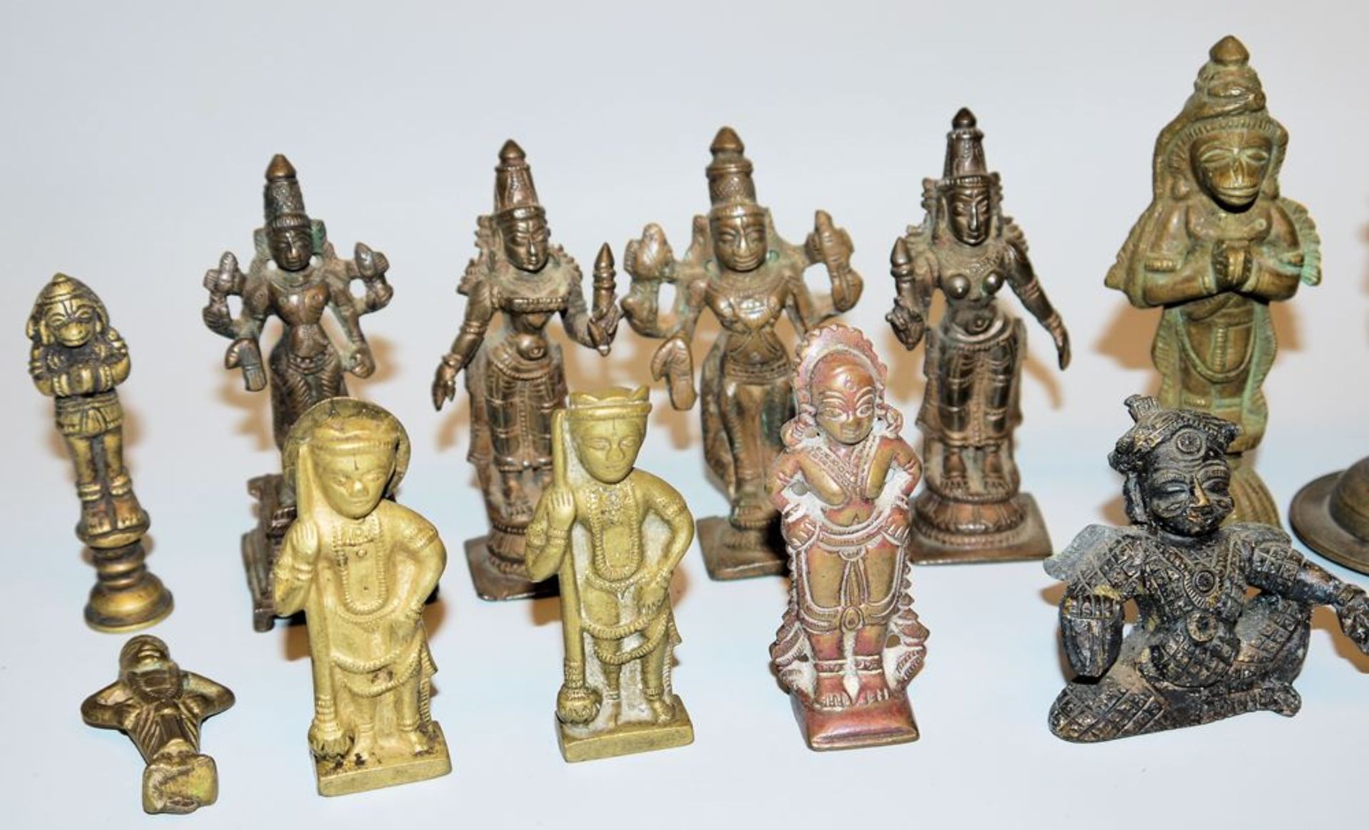 22 small bronzes of Hindu folk and high deities, India, 19th & 20th c. - Image 2 of 3