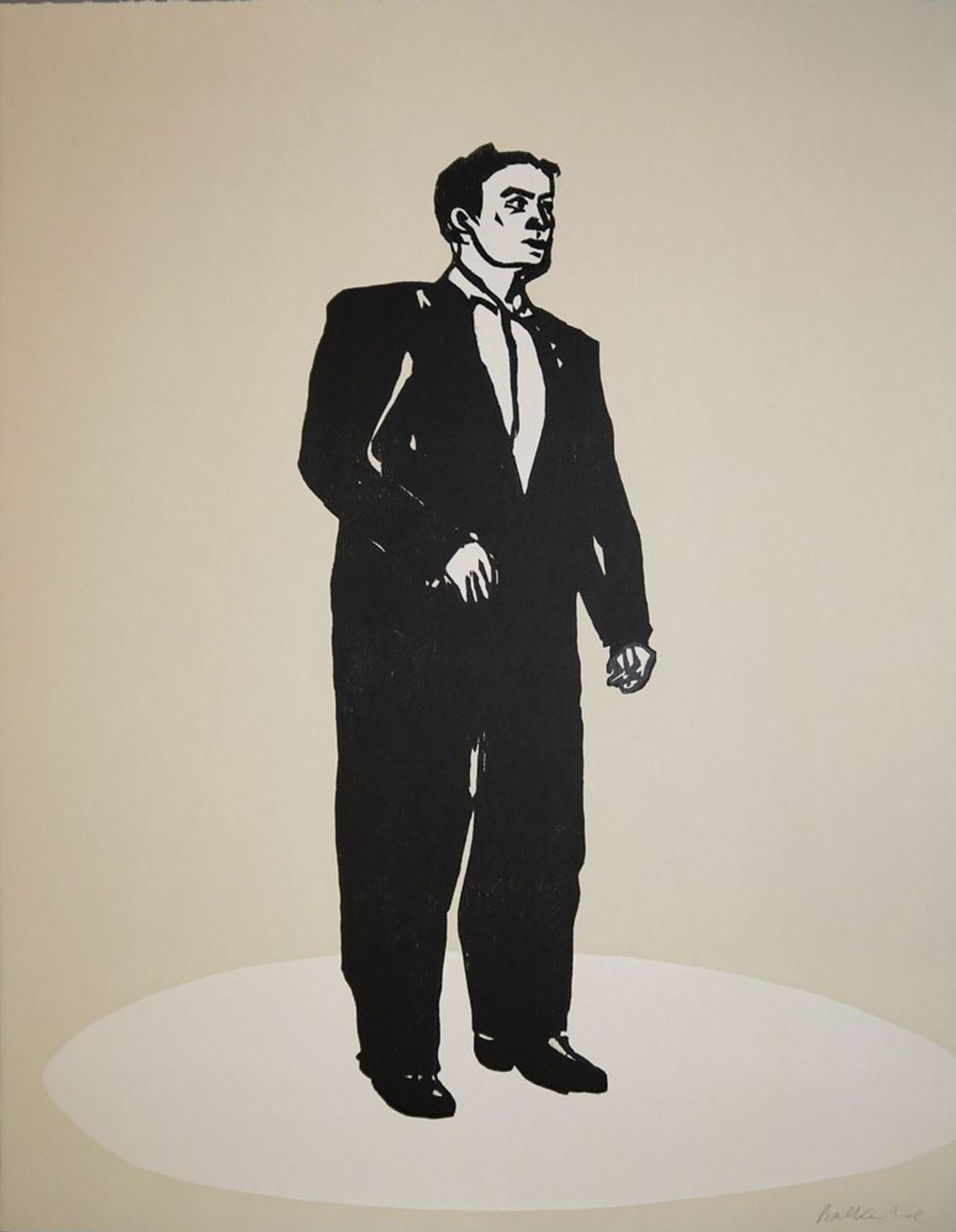 Stephan Balkenhol, "Standing Man", signed woodcut from 2004