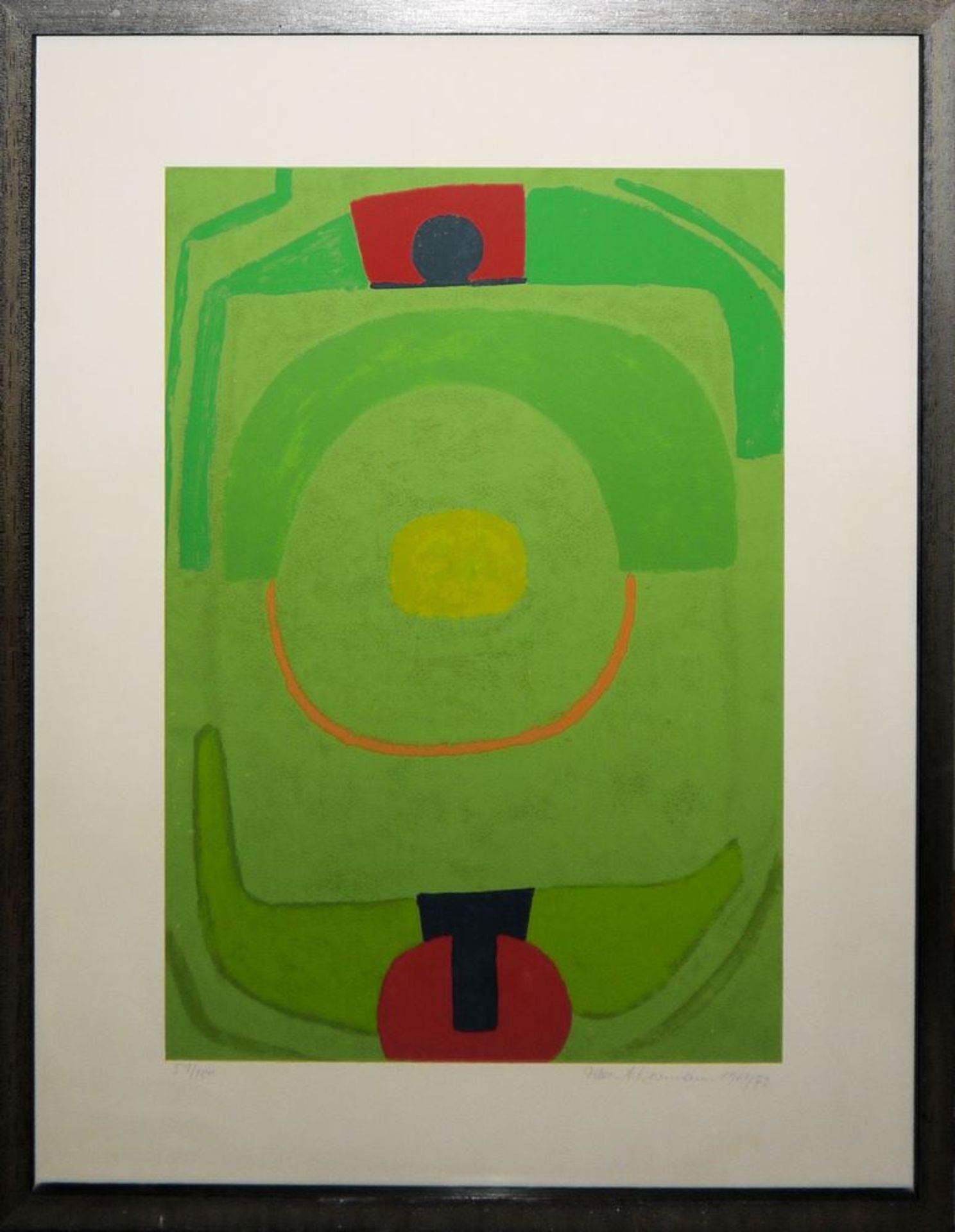 Max Ackermann, "Kontrapunkt grün auf grün", signierte Farbserigraphie von 1968/72, gerahmt