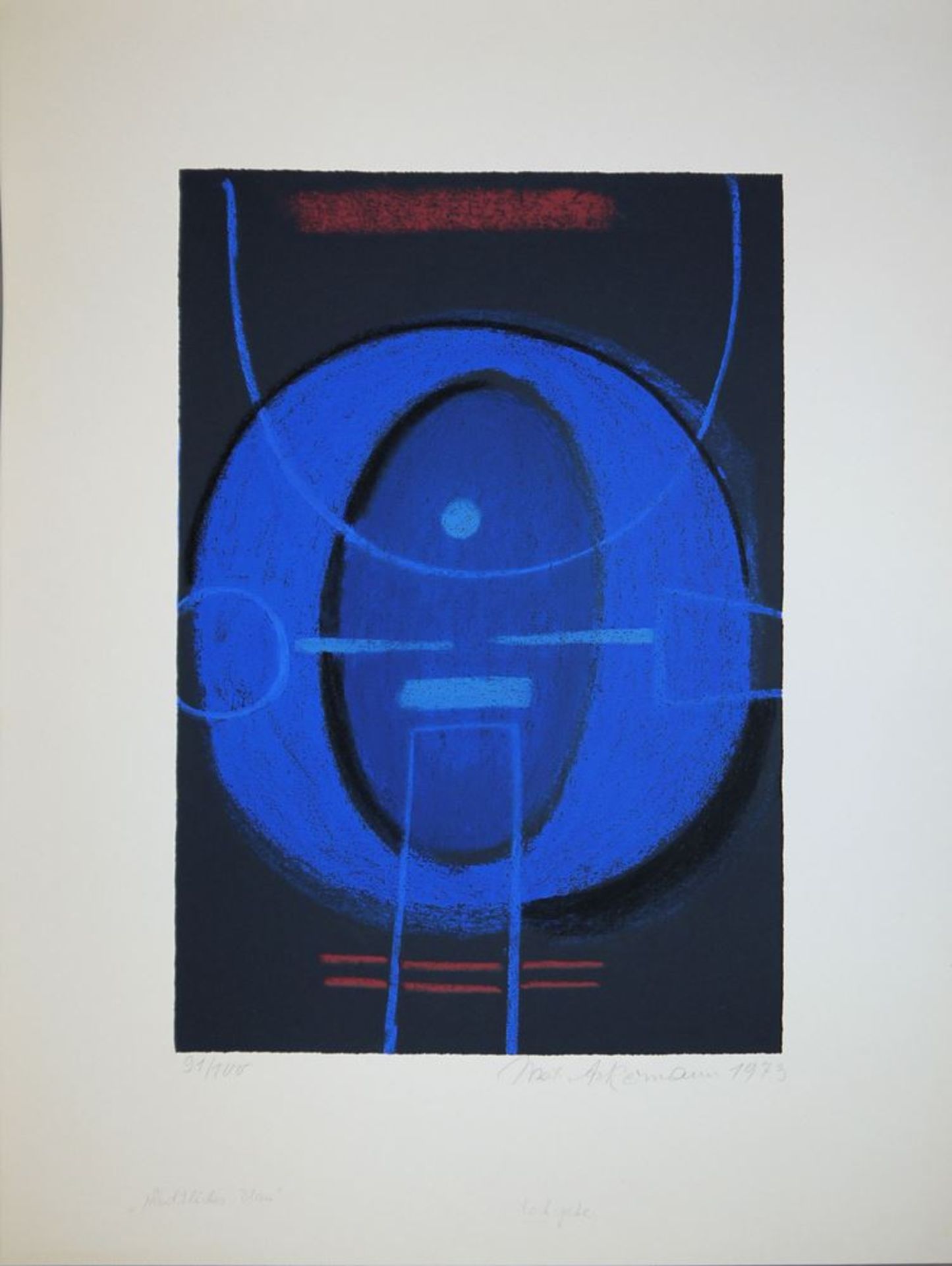 Max Ackermann, "Nächtliches Blau", signierte Farbserigraphie von 1973