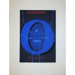Max Ackermann, "Nächtliches Blau", signierte Farbserigraphie von 1973