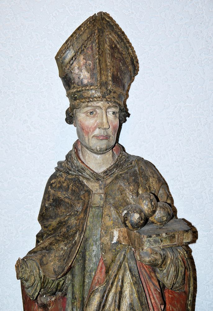 St. Nicholas, wooden sculpture, 18th/19th century - Image 2 of 3