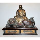 Meditierender Zen-Mönch als Bodhisattva Manjushri, Holzskulptur der Edo/Meiji-Zeit, Japan 19. Jh.