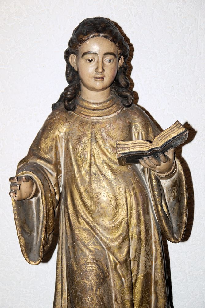 Standing boy Jesus, wooden sculpture c. 1850 - Image 2 of 3