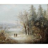 E. Bauer, Paar Gegenstücke, "Herbst" und "Winter", 2 Ölgemälde, um 1880, altgerahmt