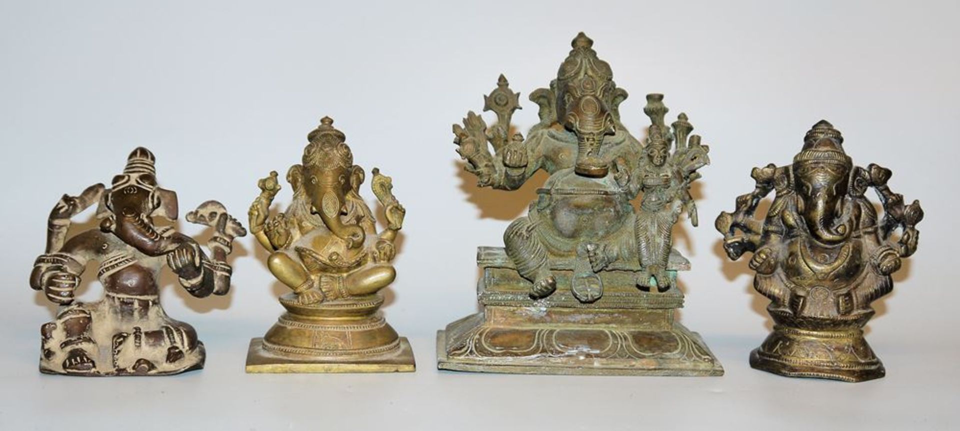 Four bronze sculptures of the elephant god Ganesha, 19th & 20th c.
