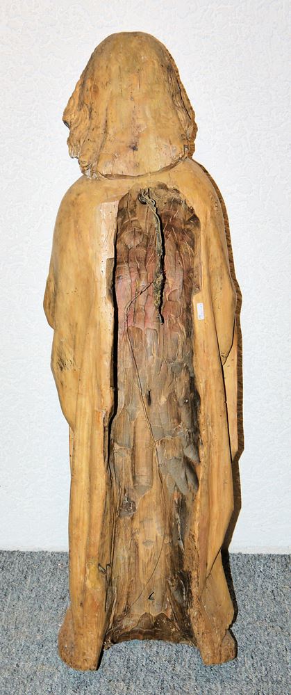 Saintly figure, probably Apostle John, wooden sculpture, 17th/18th century. - Image 5 of 5