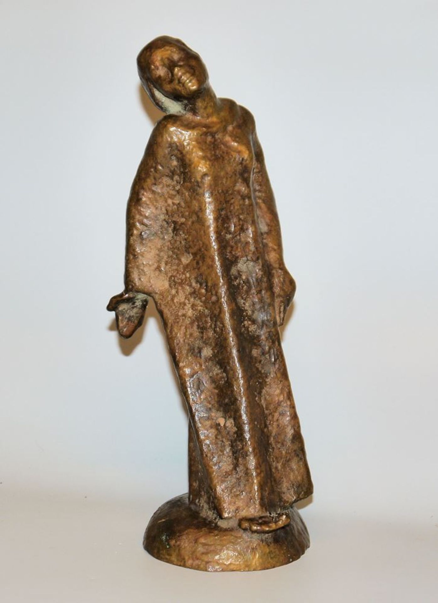 Kurt Schwippert, Young Woman in Long Robe, bronze sculpture from 1929