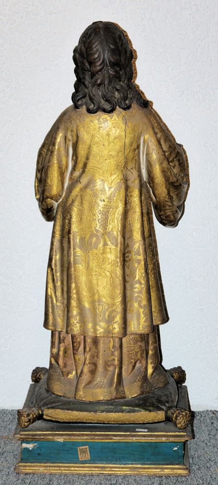 Standing boy Jesus, wooden sculpture c. 1850 - Image 3 of 3