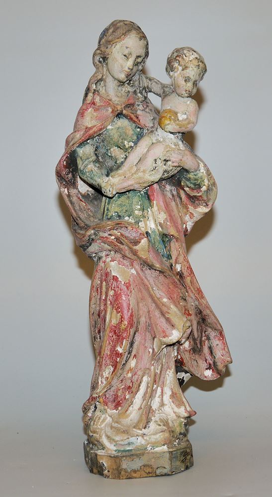 Mary with the Infant Jesus, small fine wooden sculpture c. 1720/40