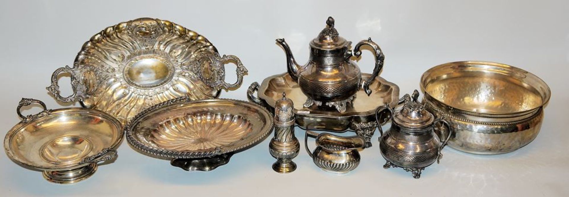 Eight pieces of 19th c. silverplate