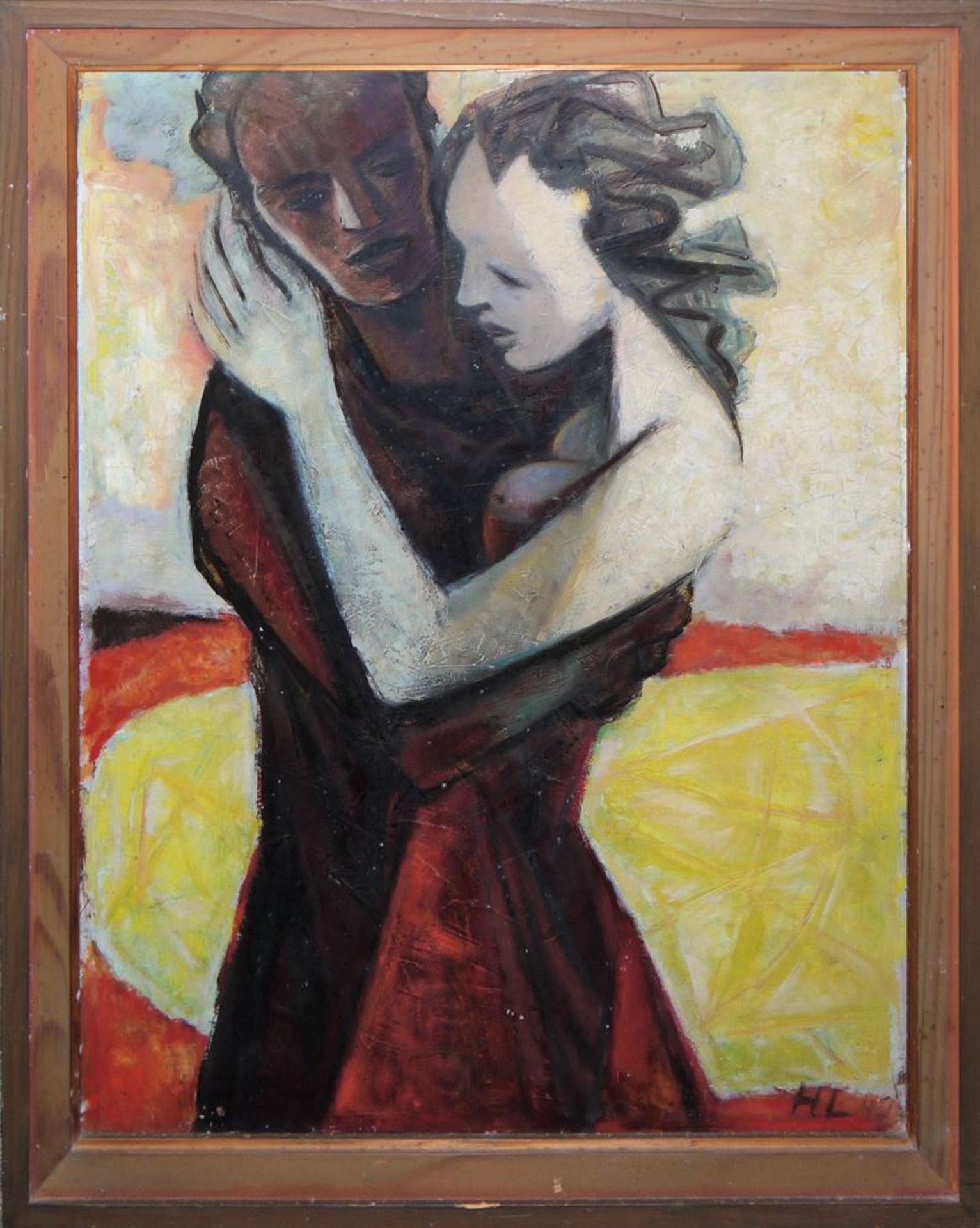 Heinz Lohmar, Couple, monogrammed oil painting from 1947, framed - Image 2 of 4