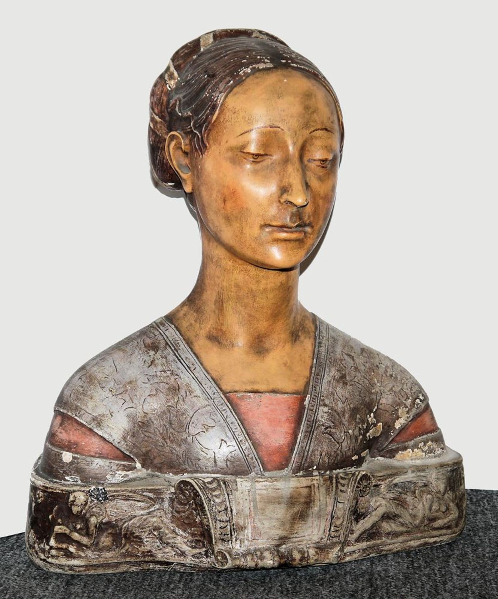 Francesco Laurana, copy after, stucco bust of a Neapolitan princess, Historicism, end of 19th centu