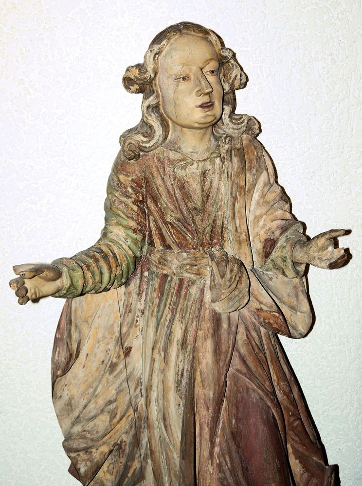 Annunciation Angel, wooden sculpture c. 1760 - Image 2 of 3