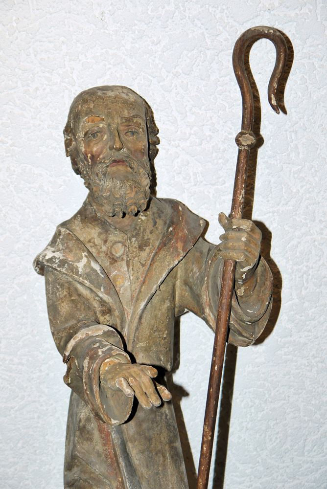 Figure of a bearded saint or nativity scene figure of a shepherd, wooden sculpture, 18th century - Image 2 of 2