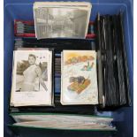 Umfangreiche, alte Postkarten-Sammlung in 6 Steck-Sammelalben, 840 Stücke, für Selbstbesichtiger