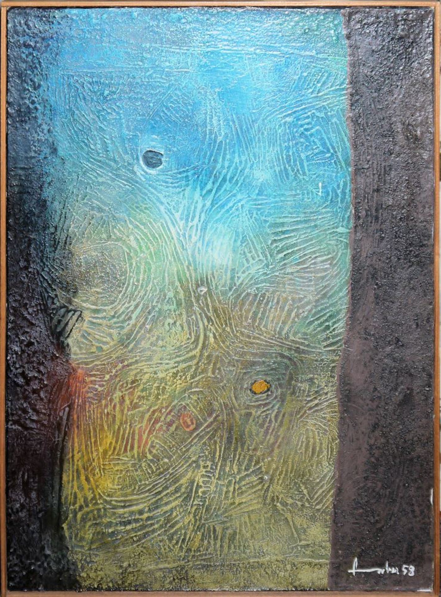 Will Faber, "Ritmo Cósmico", signed mixed media from 1958, framed