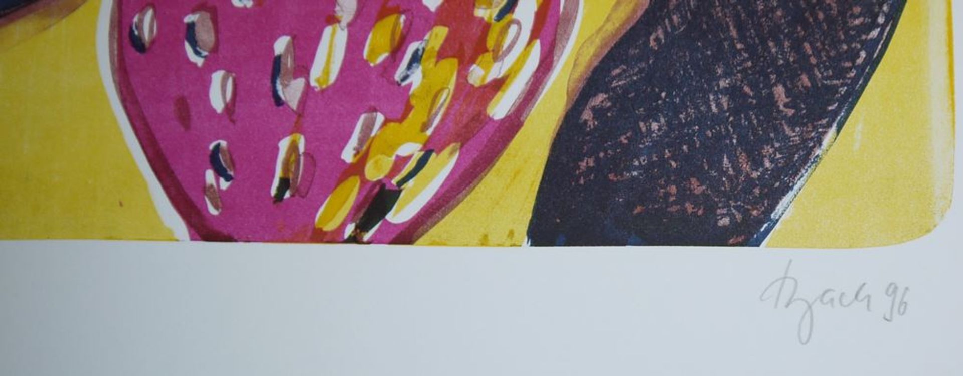 Elvira Bach, Frau mit Ball und Frau mit Sonnenblume und Erdbeere, signierte Farblithographien von 1 - Bild 2 aus 5