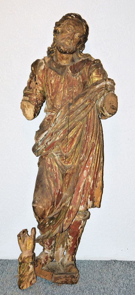 Standing saint (Rochus?), wooden sculpture, 18th century
