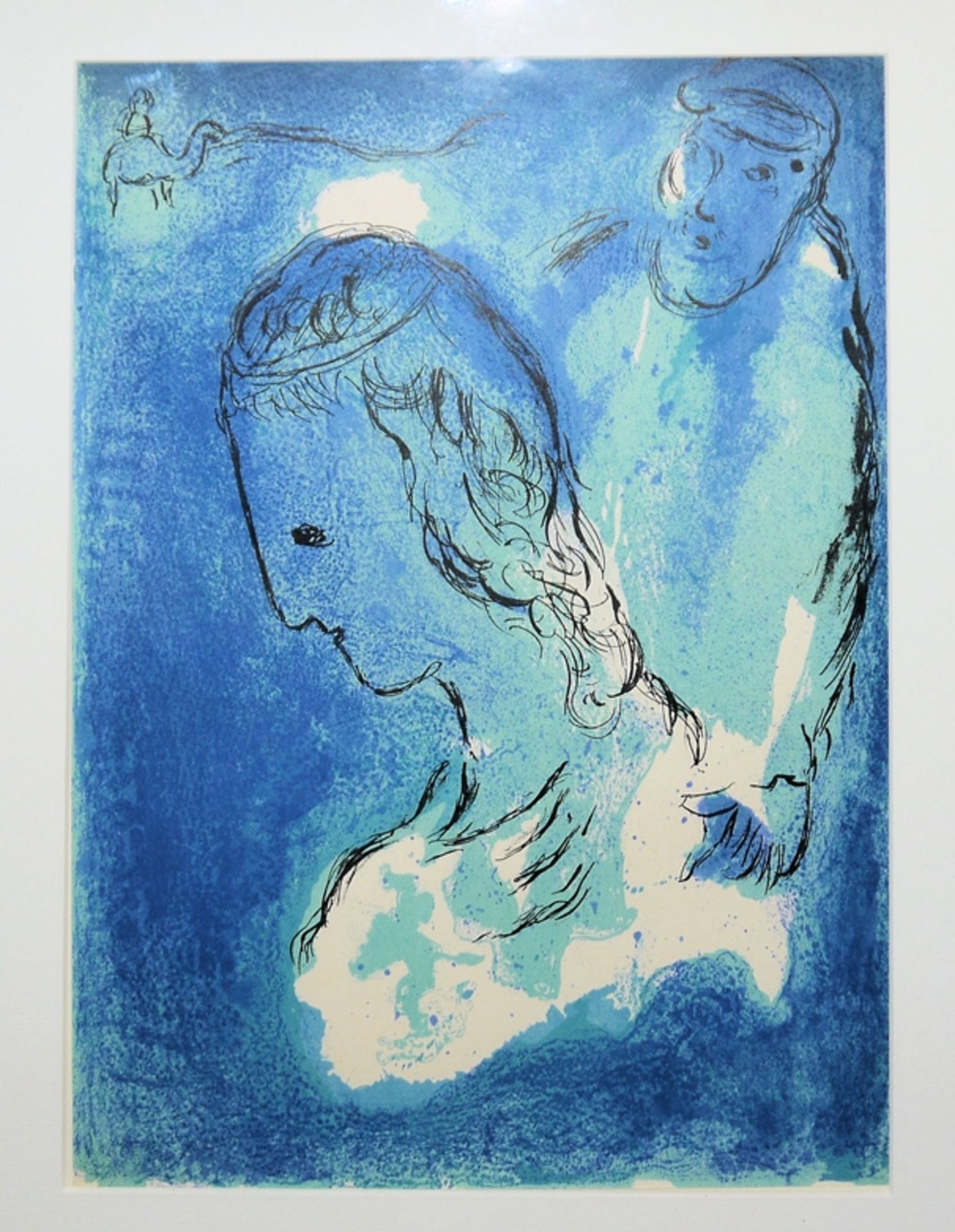 Marc Chagall / Paul Kusche, Abraham & Sarah, colour litho from 1956 / female nude, sign. Etching 19 - Image 2 of 3