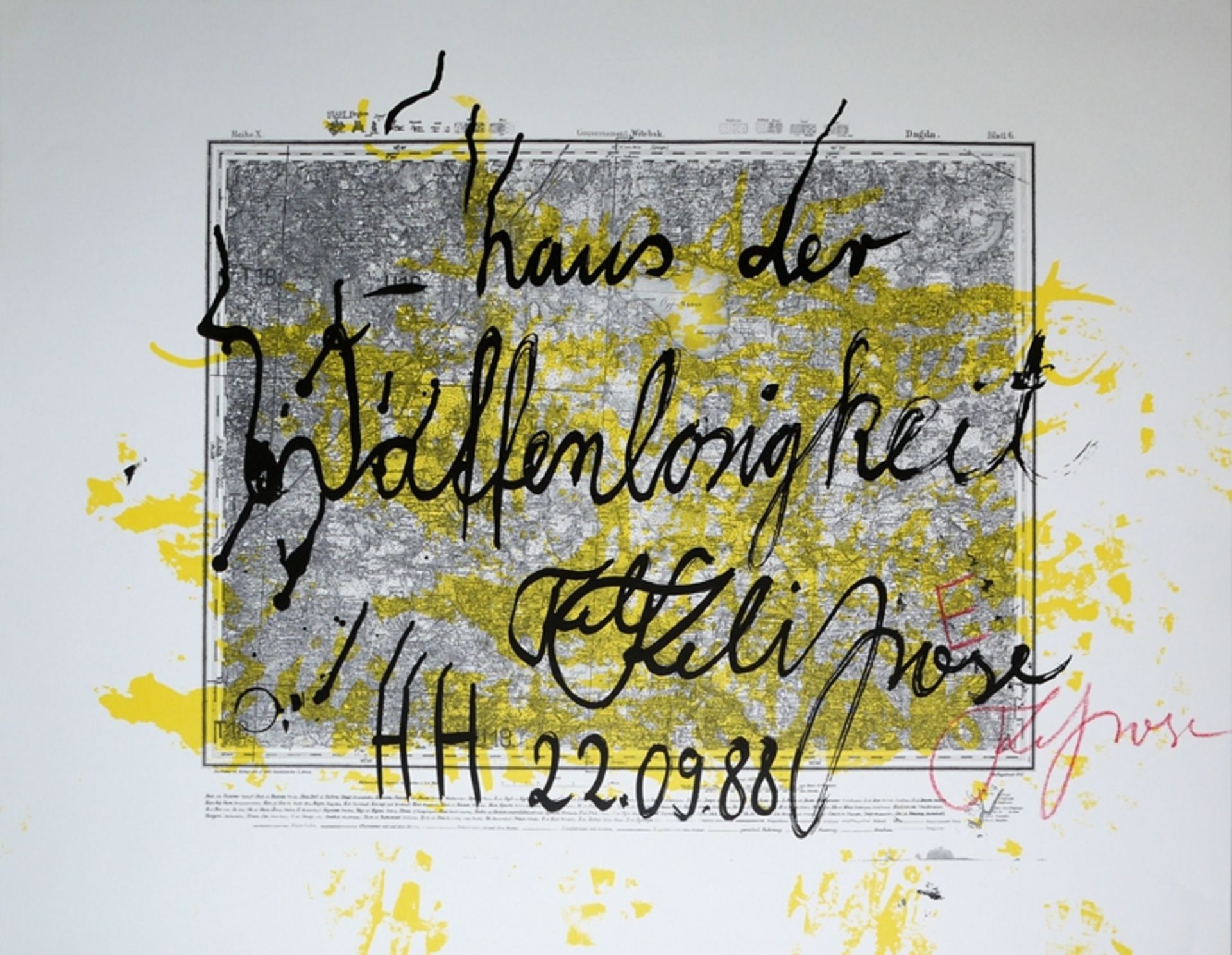 Felix Droese, 2x "Haus der Waffenlosigkeit", Farbserigraphie von 1988 und "Schlüssel im Holz", Holz - Bild 4 aus 4