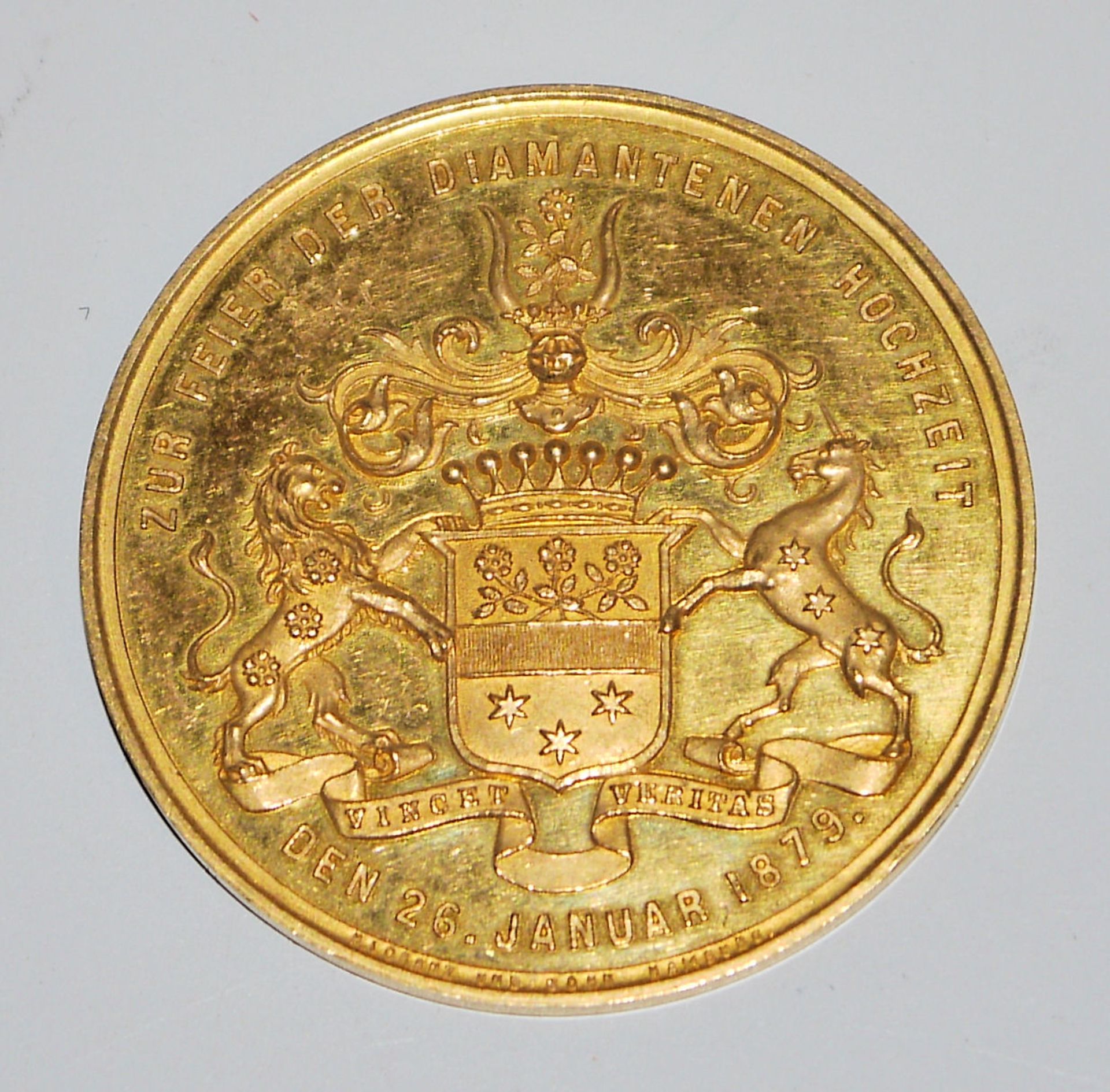 Hamburger Jubiläums-Goldmedaille, Portugalöser zu 100 Mark 1879, selten ! - Bild 2 aus 2