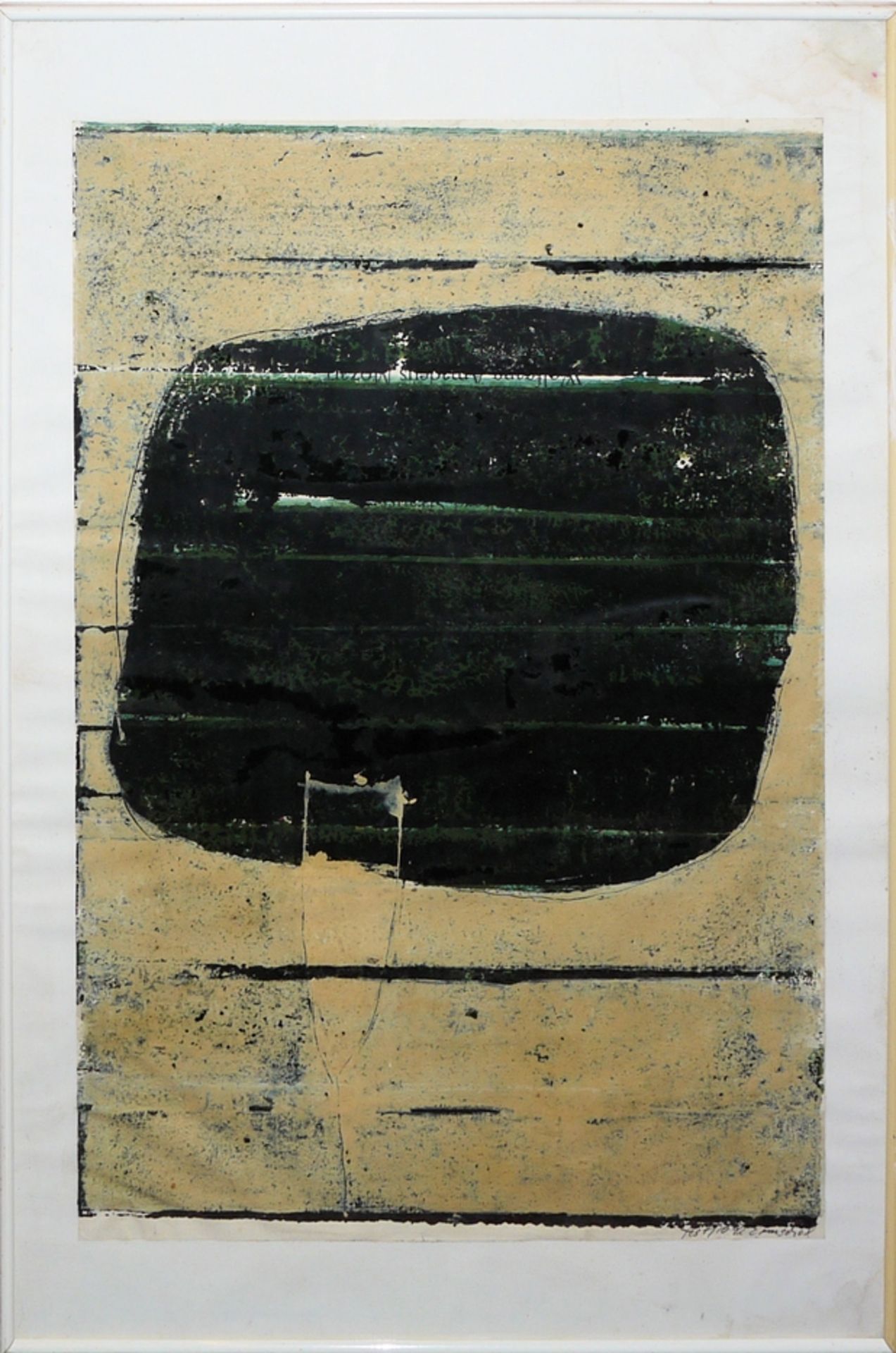 Frank Ermschel, without untitled, large signed mixed media from 1992, framed - Image 2 of 3
