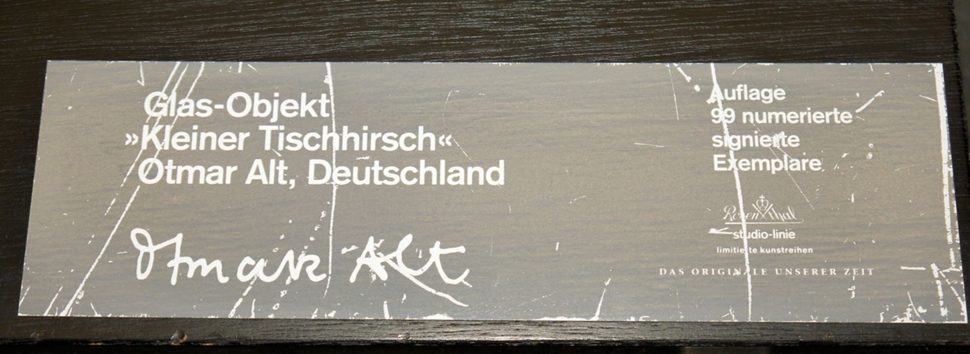 Otmar Alt, "Kleiner Tischhirsch", Glas-Objekt Rosenthal - Bild 2 aus 2