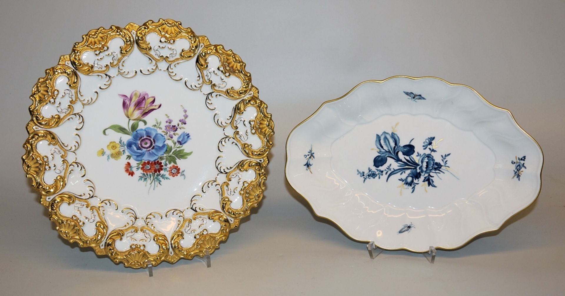 Showpiece plate and bowl, Royal Meissen, 20th century