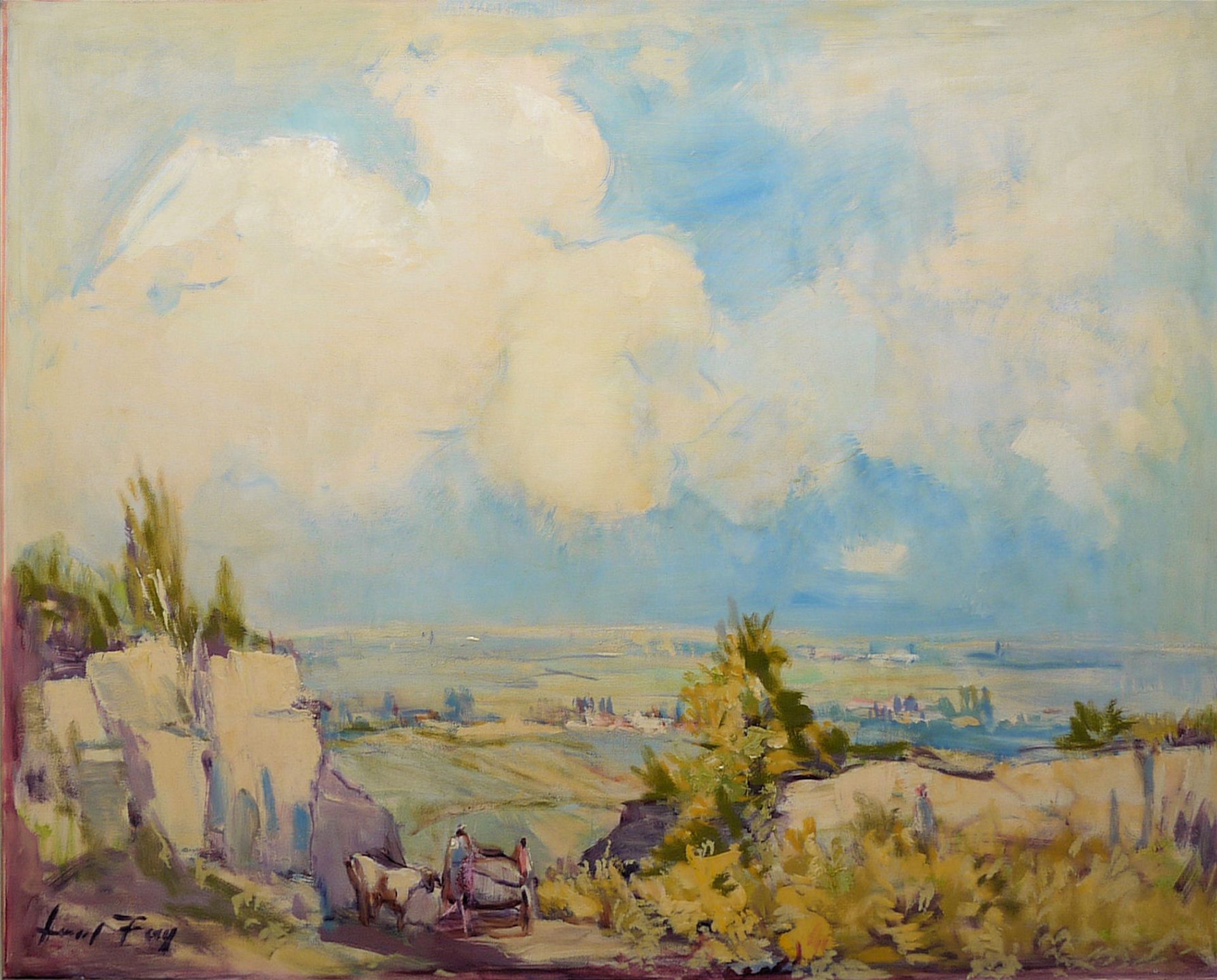 Hanns Fay, Große Pfälzer Sommer-Landschaft bei Bad Dürkheim, oil painting c. 1950, framed, with new - Image 3 of 4