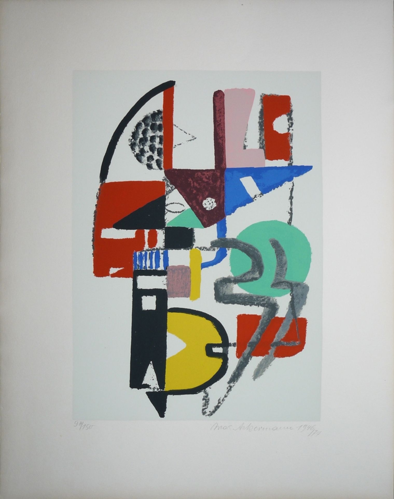 Max Ackermann, "Strahlende Pforte" und "Mauerbild", zwei signierte Farbserigraphien von 1972 und 19