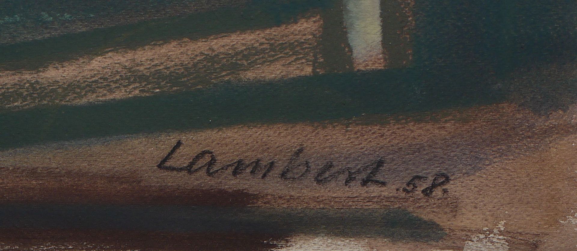 Kurt Lambert, View of a small harbour, signed drawing from 1958 - Image 3 of 3