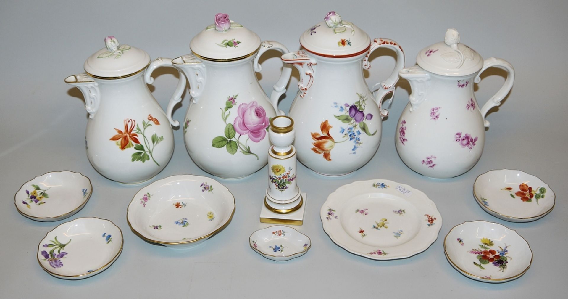 12 x Meissen porcelain from c. 1900, 6 x 1st choice