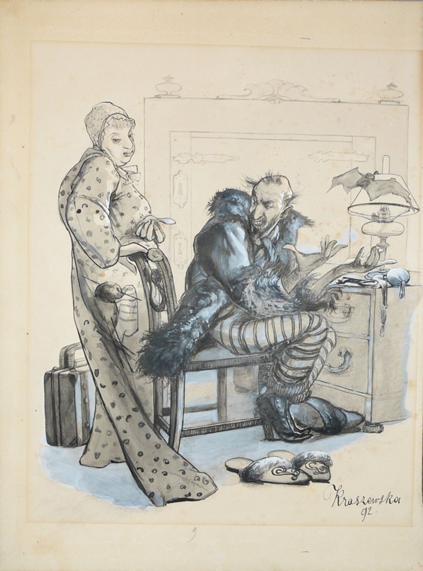 Willi Richard Oertel, Cabaret, watercolour from 1903 & Otolia Kraszewska, Mephisto, ink from 1892 - Image 2 of 4
