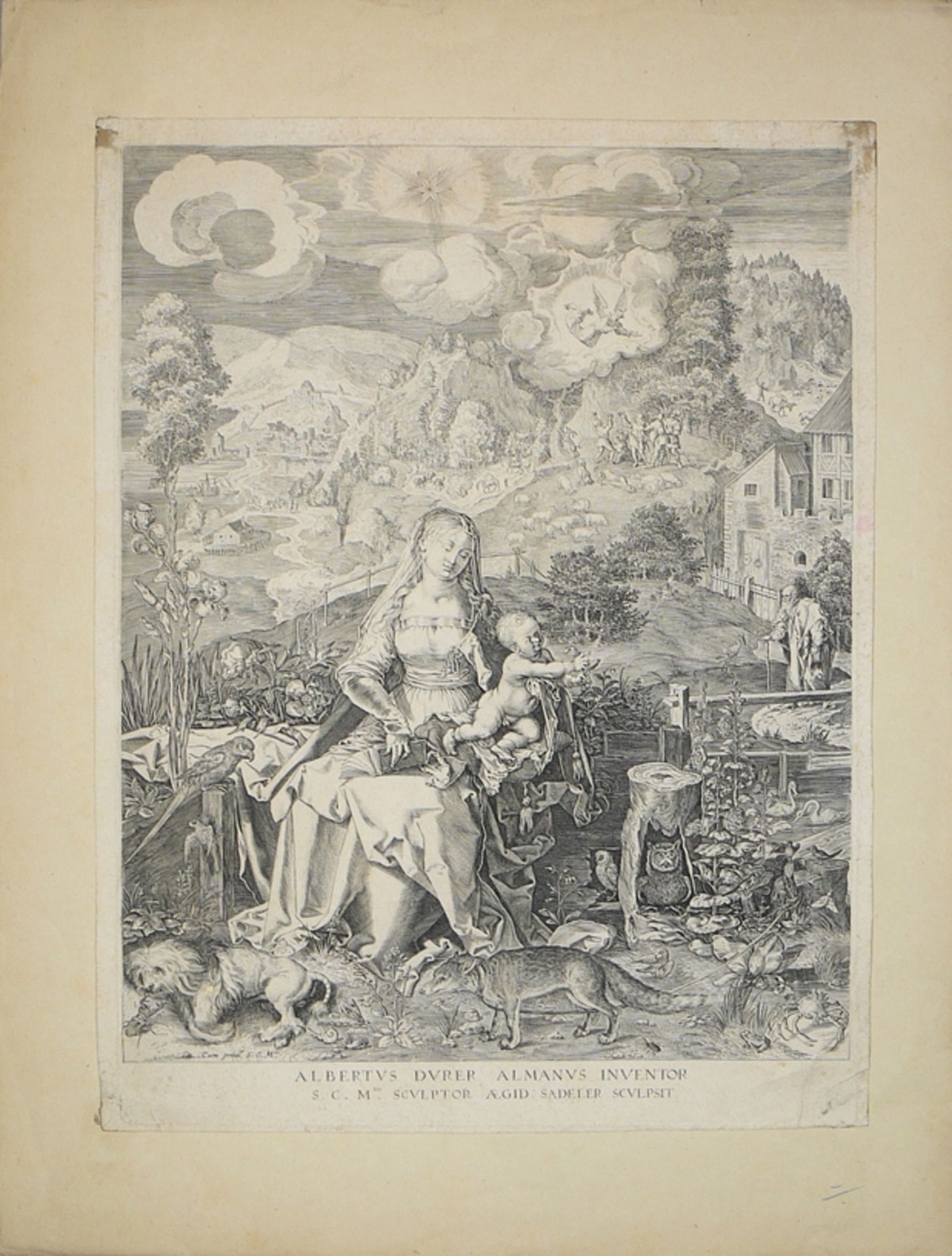 Egidius II Sadeler nach Albrecht Dürer, "Maria und Kind mit einer Vielzahl von Tieren und Pflanzen"
