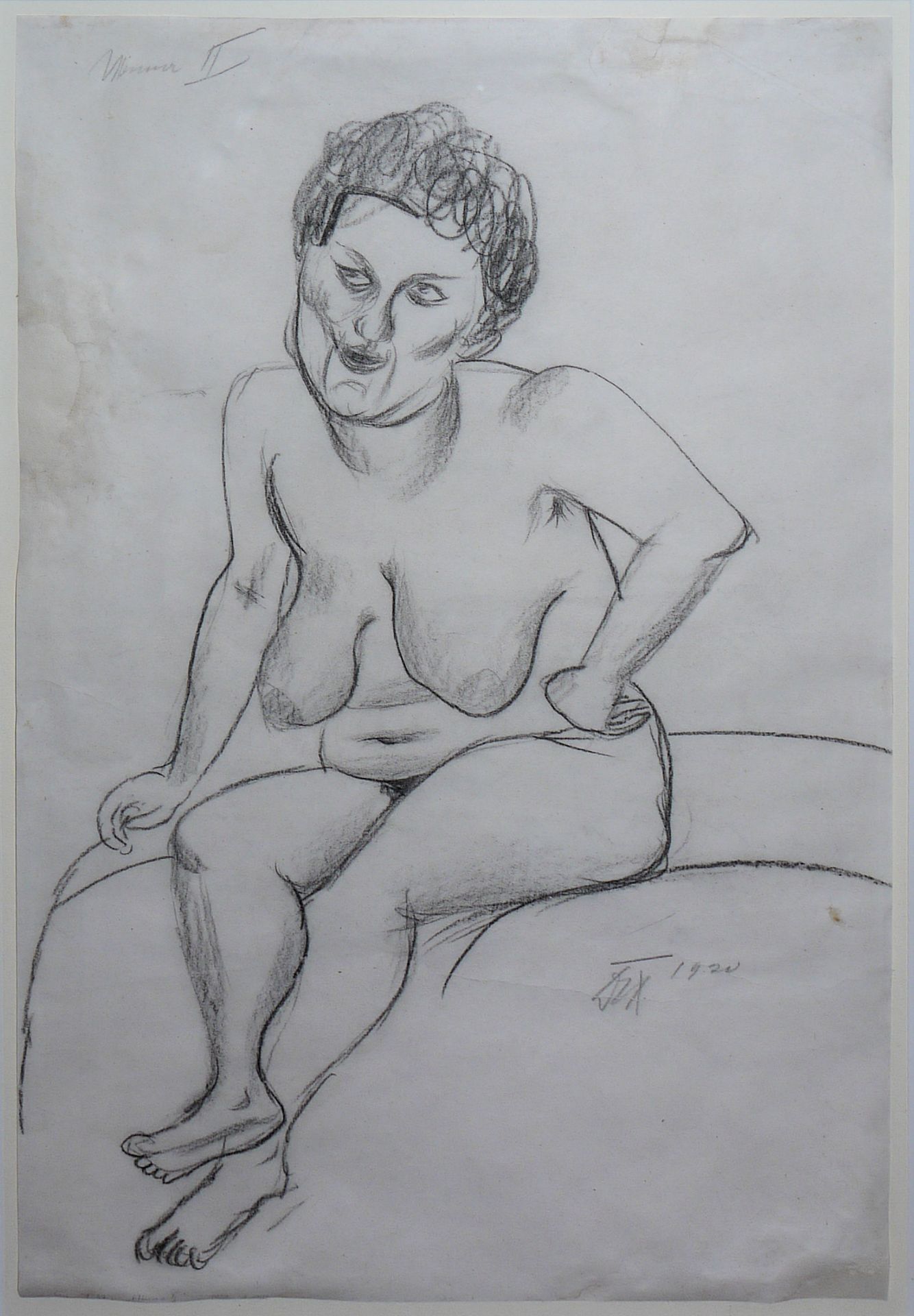 Otto Dix, Minna II, signierte Zeichnung von 1920, gerahmt